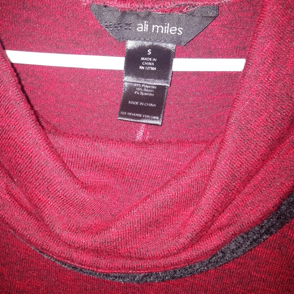 Ali Miles Burgendy Thin Sweater Drape collar/ Tunic Style ♥️ Size Small - Picture 5 of 5